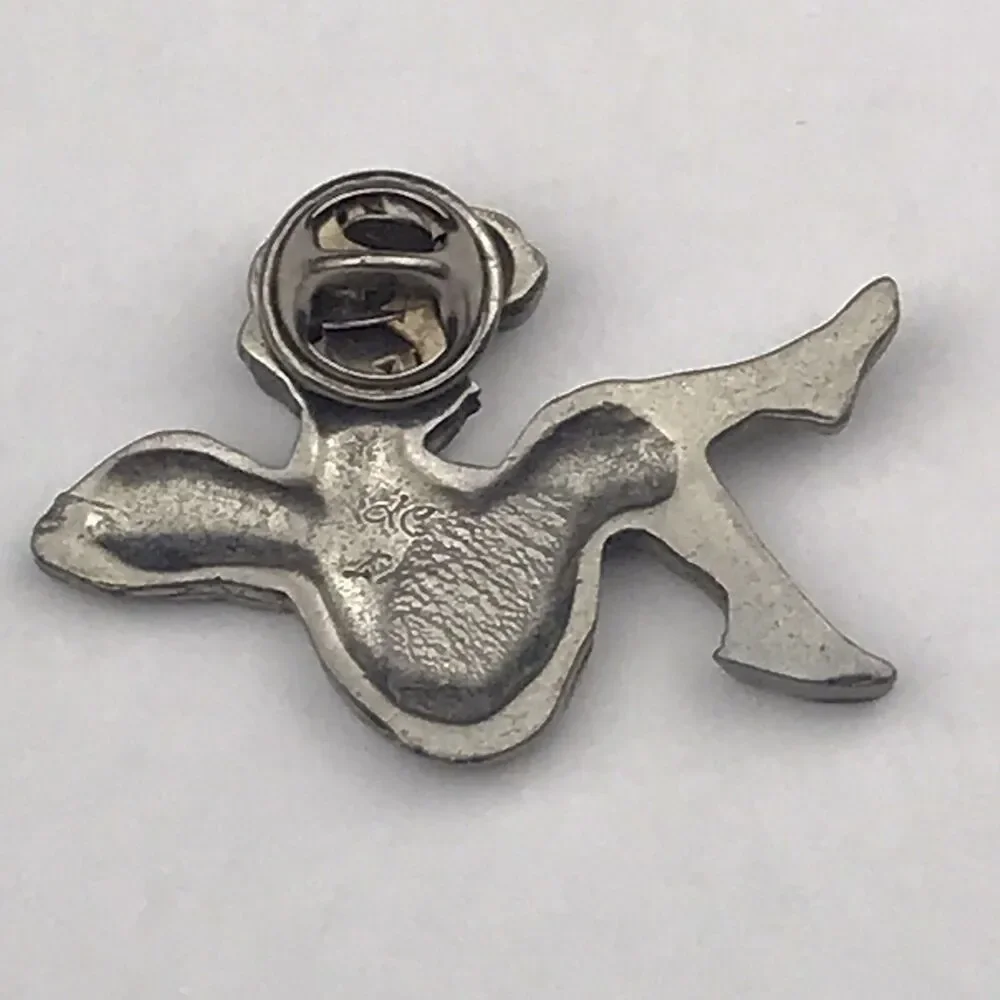 Pewter Angel  Brooch Pin Vintage Marked Signed Valentines Cherub